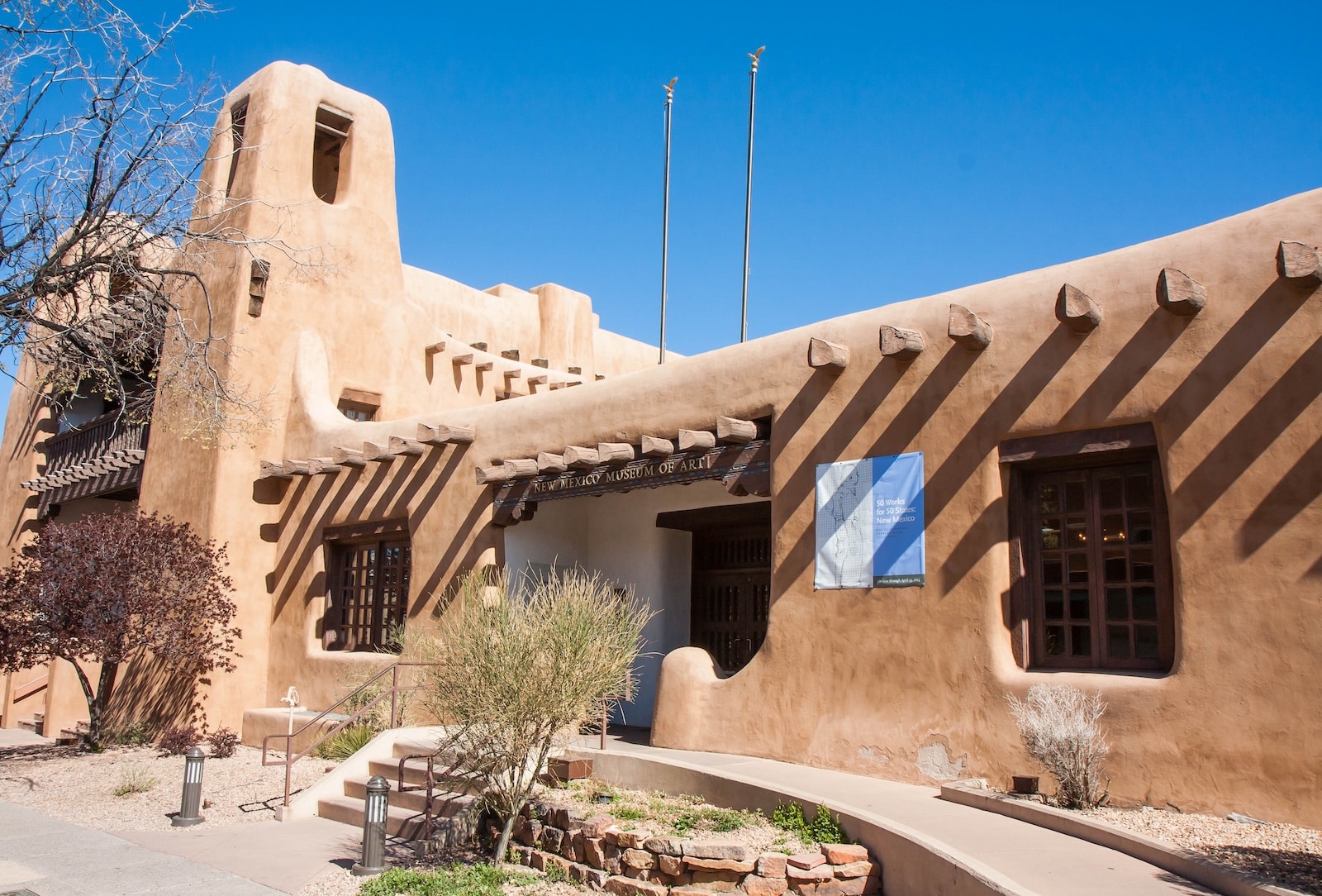 Discover The Best Museums In Santa Fe 1 The Natural Exterior Of The New Mexico Museum Of Art, One Of The Best Museums In Santa Fe.