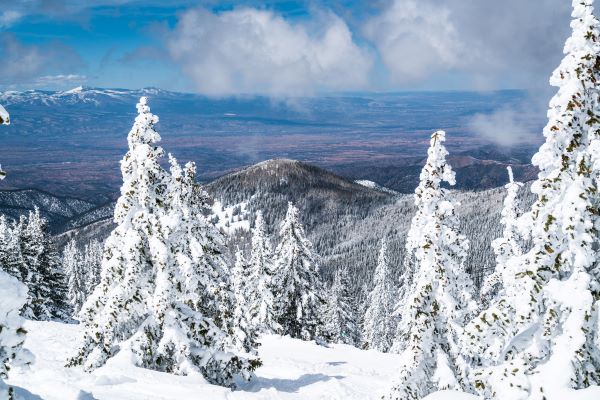 Santa Fe mountains with snow