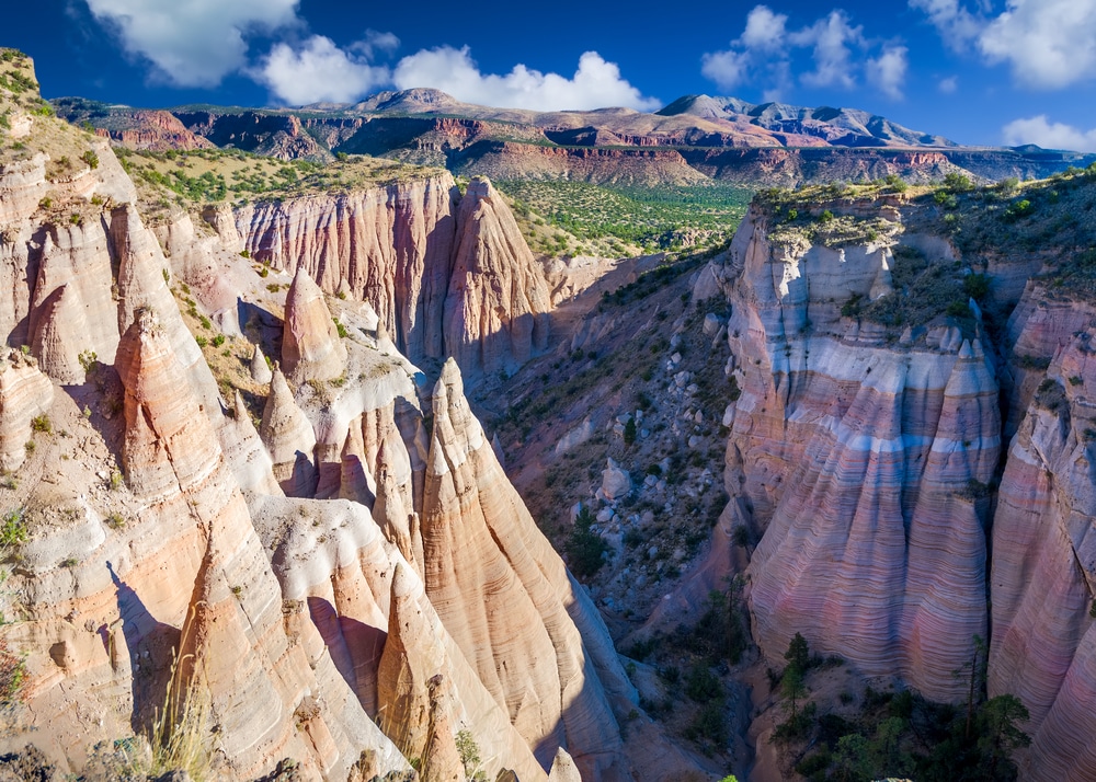Drone overview of Kasha Katuwe Tent Rocks National Monument in New Mexico